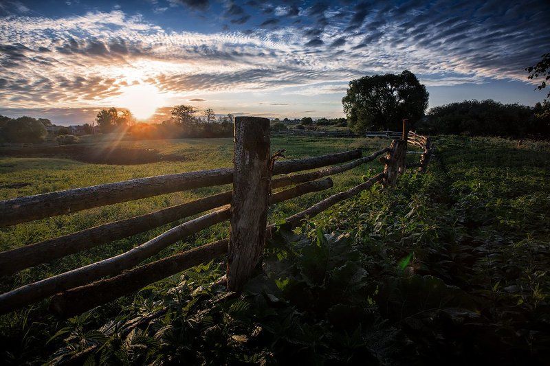 восход забор деревня утро По утру...photo preview