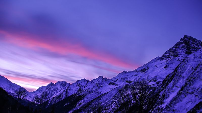 домбай, алибек, кчр, горы aurora of the Dombay gladephoto preview