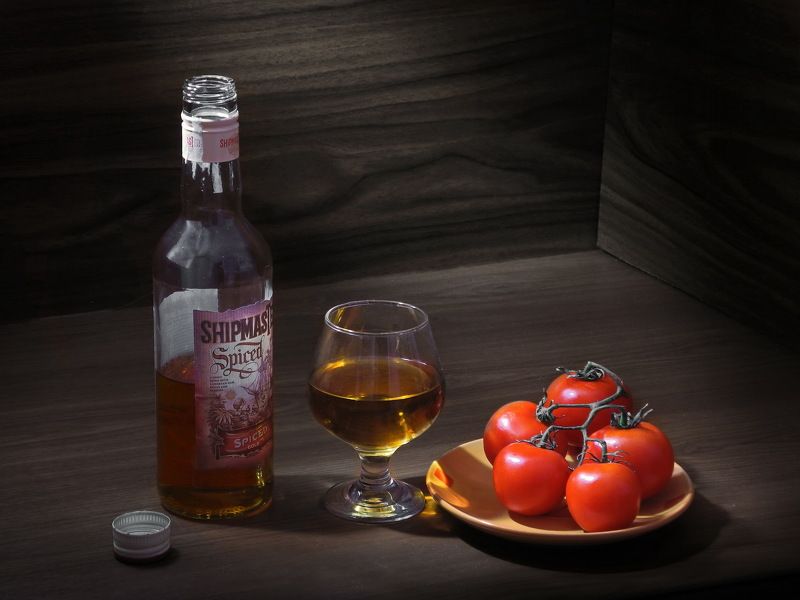 еда, коньяк, виски, бренди, алкоголь, помидоры, томаты, Из серии - \