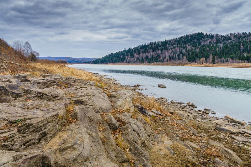 пейзаж, осень, река, тайга  река Мрасуphoto preview