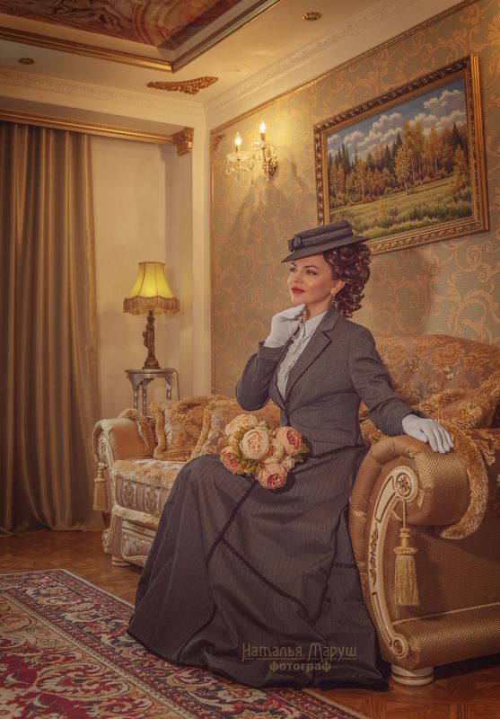 портрет, исторический, серебряный век, 19, век, прошлого, цветы, шляпка, нежно В стиле Серебряного векаphoto preview