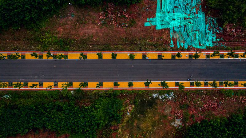 trees, field, rubbish, abandoned, construction, bandage, geofabric, bushes, grey, yellow, red soil, land, dirt Filmphoto preview