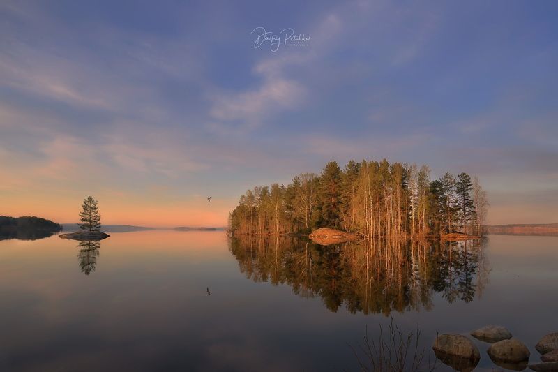 весна, природа, пейзаж, озеро, небо, остров, утро Утроphoto preview