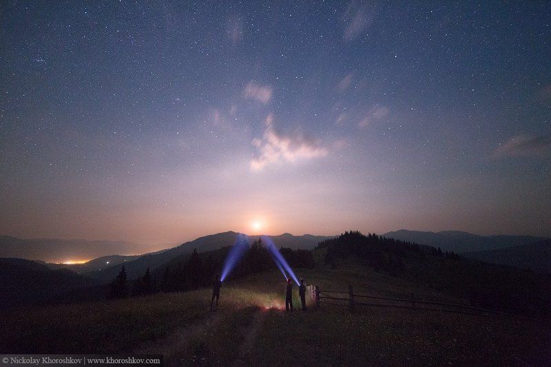 Горы, Карпаты, Ночной пейзаж, Пейзаж, Украина Подсвечивая лунуphoto preview