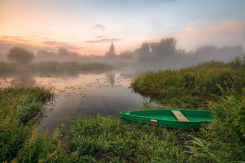 Лодка, Река, Рассвет На рассвете...photo preview