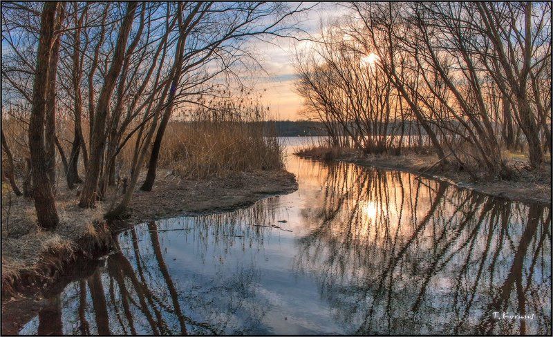 река,днепр,заводь,закат,вечер,март Месяц мартphoto preview