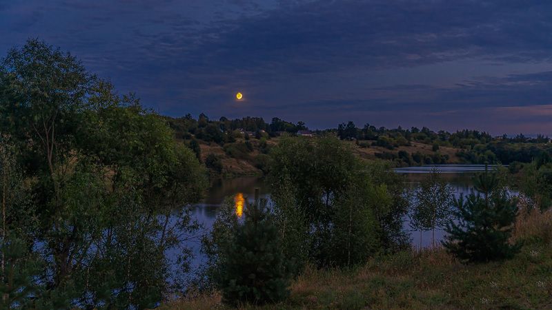 луна, восход луны, река ливенка, Луна над рекой Ливенкой Лесной. фото превью