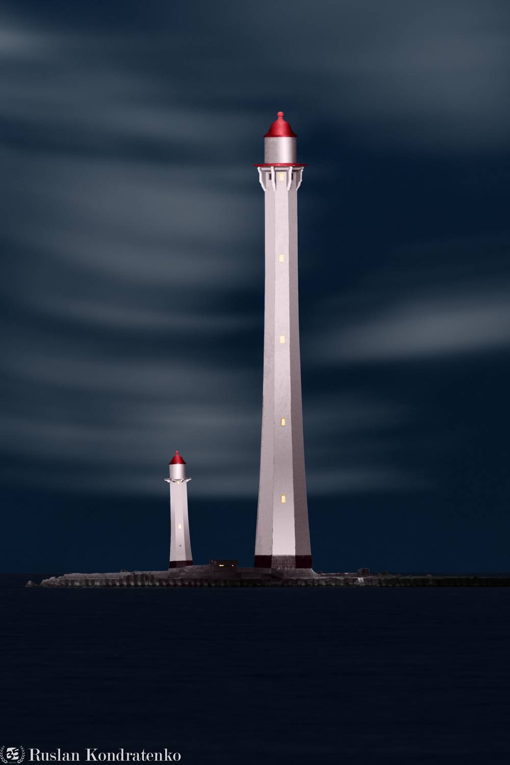 Задний и Передний створные маяки Морского канала. Автор: Кондратенко Руслан санкт-петербург, fine art, fineart, файн арт, fine art architecture, маяк, финский залив, задний створный маяк морского канала, передний створный маяк морского канала, Кондратенко Руслан