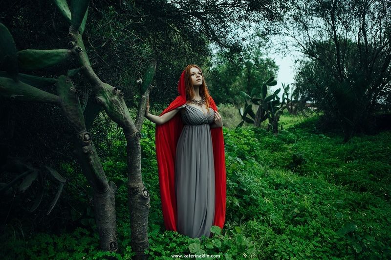 red, woman, model, cloak, girl, fairy, magic, magical, wonderful, foresl, beauty, beautiful, nature Red cloakphoto preview