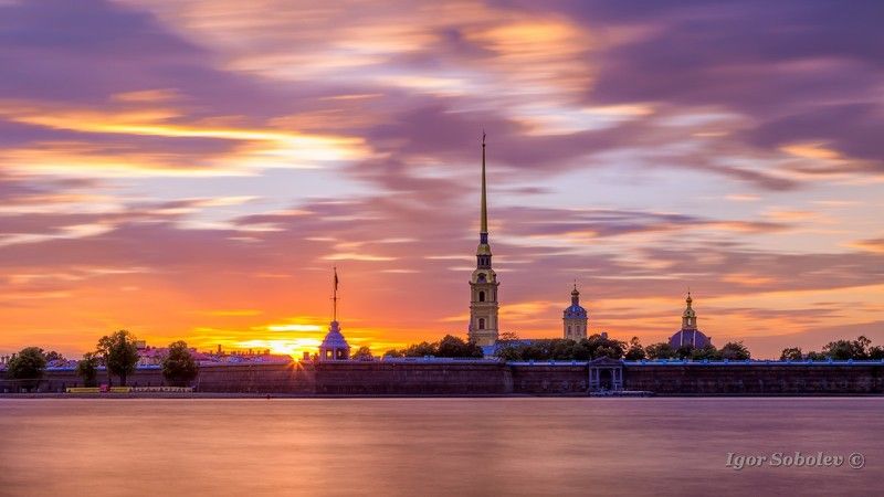 санкт-петербург, вечер, закат, петропавловская крепость Вечер в фиолетовых оттенкахphoto preview