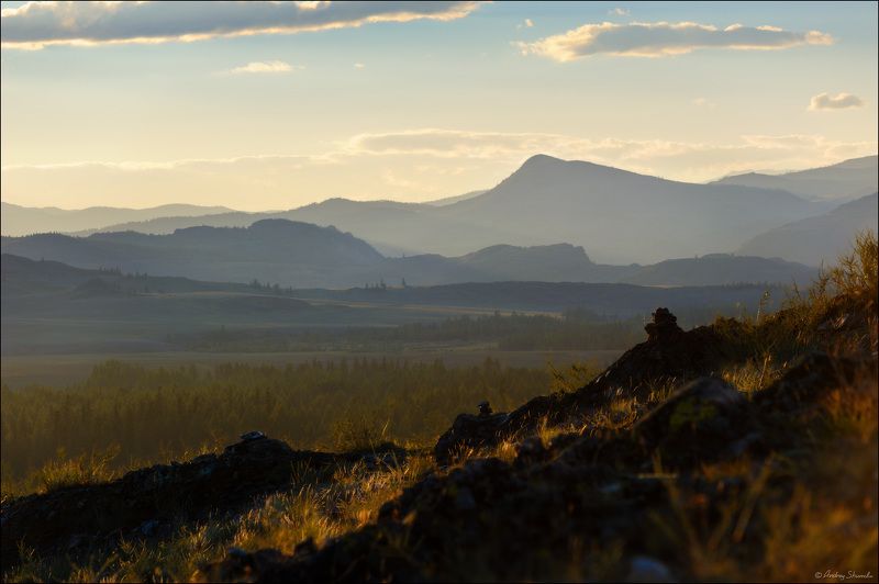 горный алтай, курайская степь, горы, курай В Курайской степиphoto preview