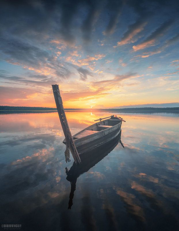 лодка, озеро, воймежное, краски, лето, закат, московская область Про лодкуphoto preview