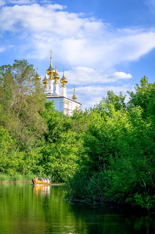 архитектура, храмы, суздаль Солнечный день на реке фото превью