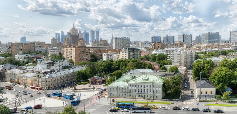 панорама, город, сити, москва, дома, высота, высотки, крыши, архитектура, мегаполис, столица, улицы Лето над городомphoto preview