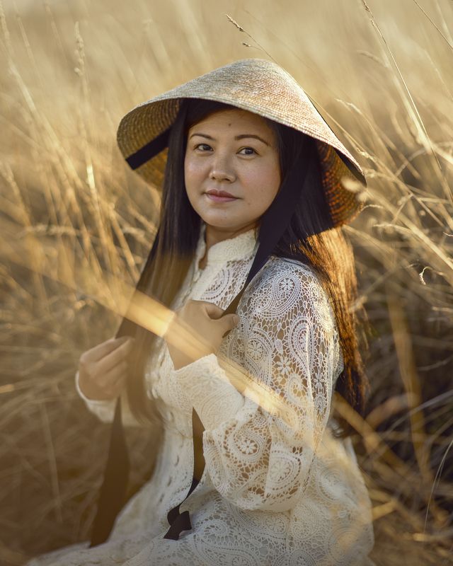 поле, азиатка, девушка photo preview