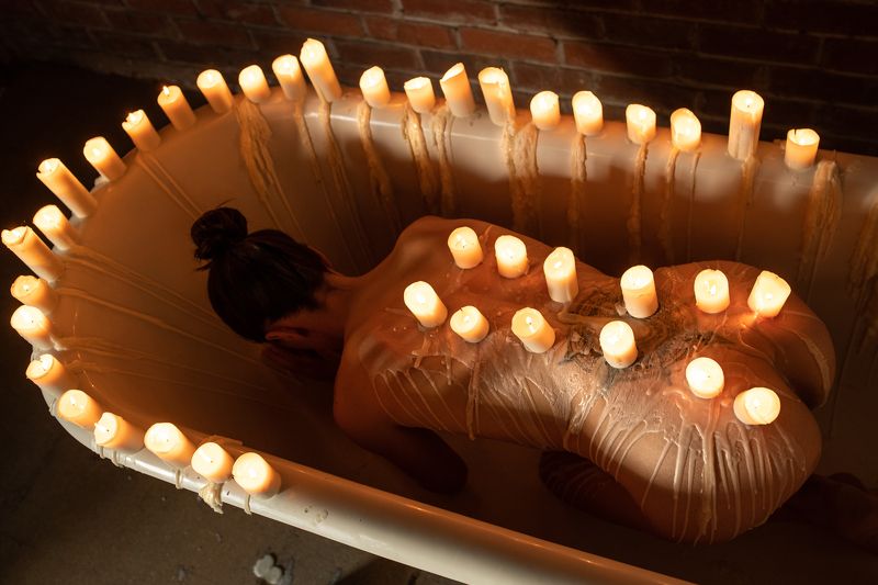 wax, fetish, nude, artnude, bath, tattoo, candles Wax fetish with Dakotaphoto preview