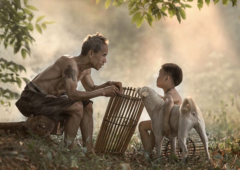 Thai, Thailand, children, dog, fathe,r love, agriculture, asia ,asian ,country, countrys,ide, cultivation, family, farm, farmer, farming, field, food, grass, green, happy, harvest, harvesting, nature, outdoor, people, person, plant, plantation, poor Father\'s Lovephoto preview