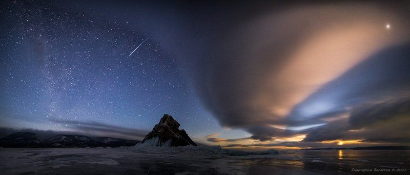 байкал, зима, ночь, лед, луна, млечный путь, лед Украсть Еленку...photo preview