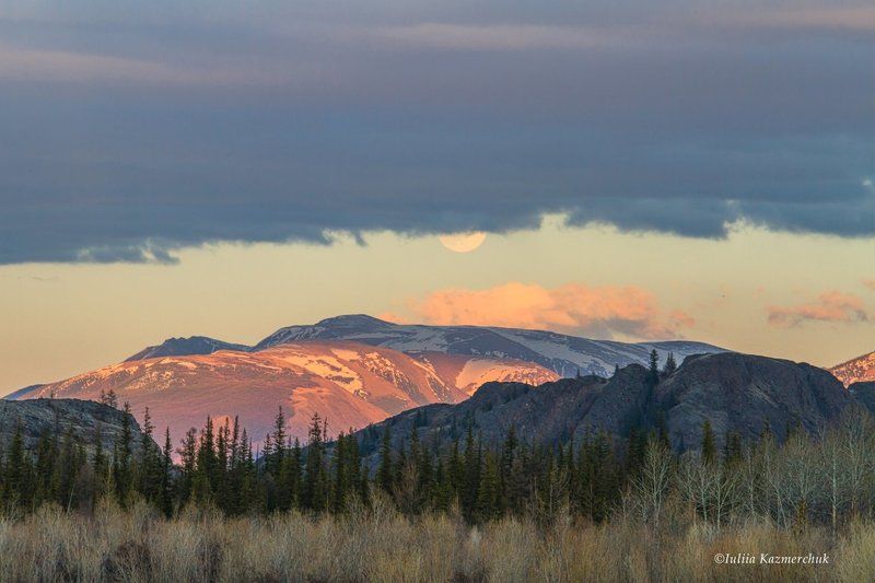 закат, горы, вечер, алтай, курай, небо, луна, весна, май Закатное настроениеphoto preview