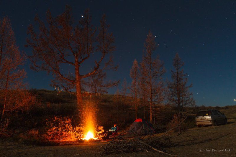 ночь, огонь, курай, алтай, звёзды, костёр В ожидании рассветаphoto preview