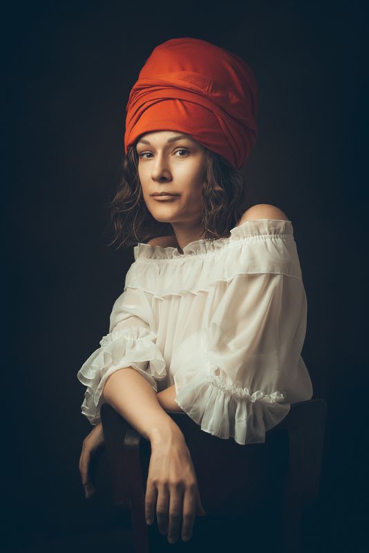 female, girl, nikond750, portrait, woman, The girl in the red headdressphoto preview