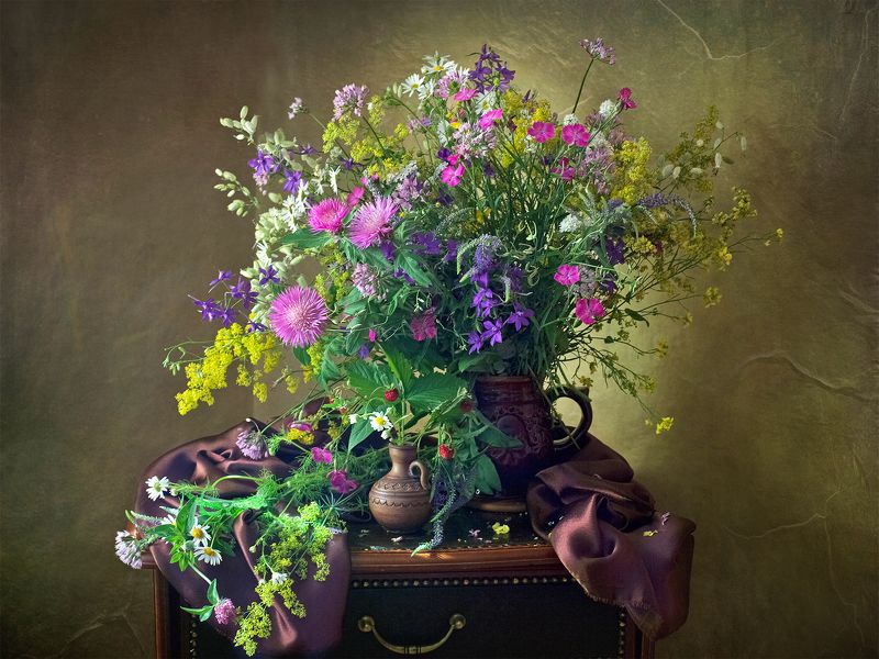 миламиронова, фотонатюрморт, натюрмортсцветами, натюрмортсбукетом, луговыецветы, земляника, лето, Летняя симфония... фото превью