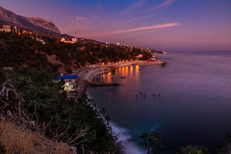 закат море скалы Крым Симеиз  Южный берег зимой фото превью