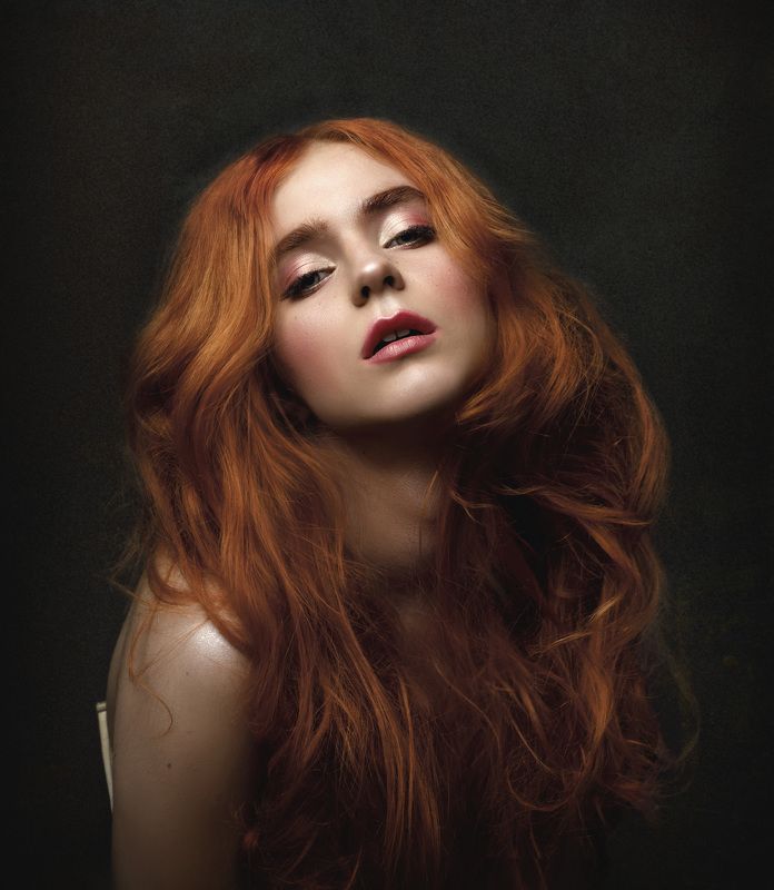 портрет, девушка, рыжая, рыжий, эмоции Обложкаphoto preview