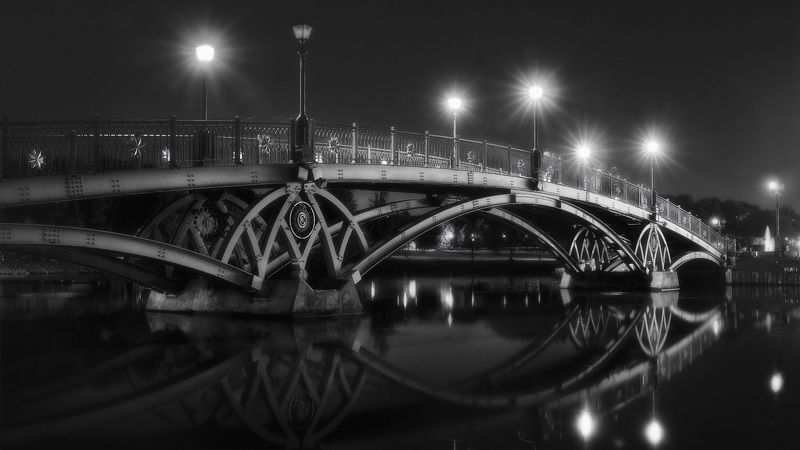 ночь, мостик, царицыно Мостик в Царицыно фото превью