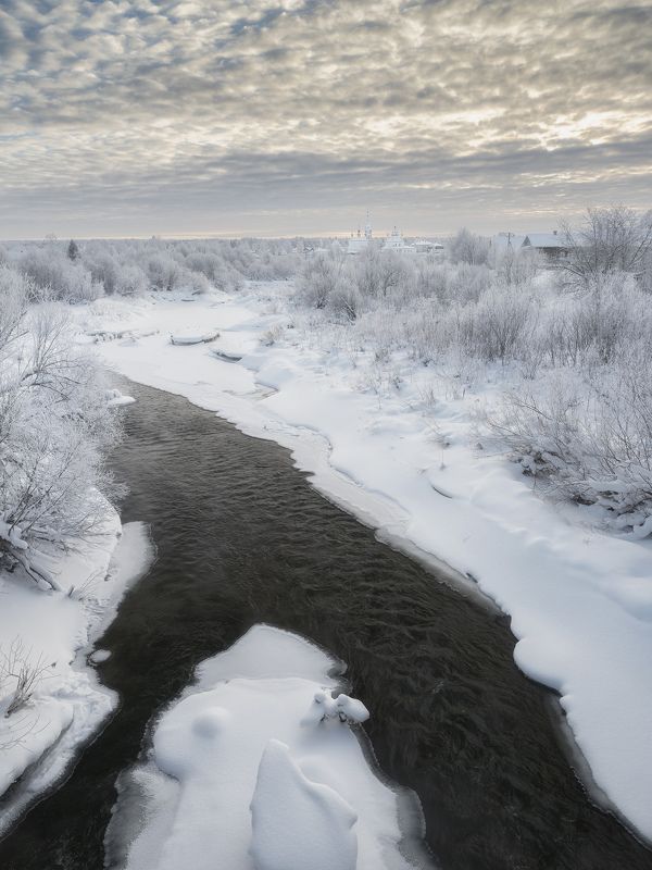 зима снег река церковь Река Тебзаphoto preview