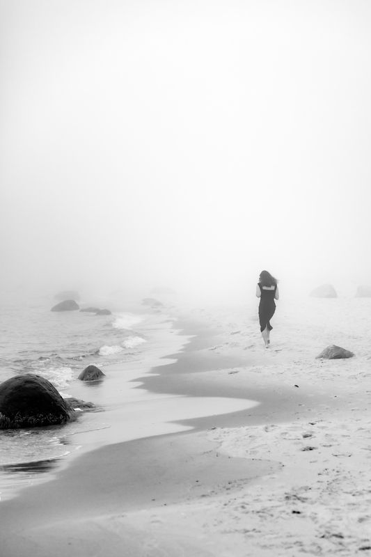 чб, черно-белая фотография, море, туман, балтика, женский портрет, монохром, mist, fog, ostsee, baltica, sea, sea coast, shore, woman, woman portrait, people, bnw, bw. monochrome,, black and white, ***photo preview