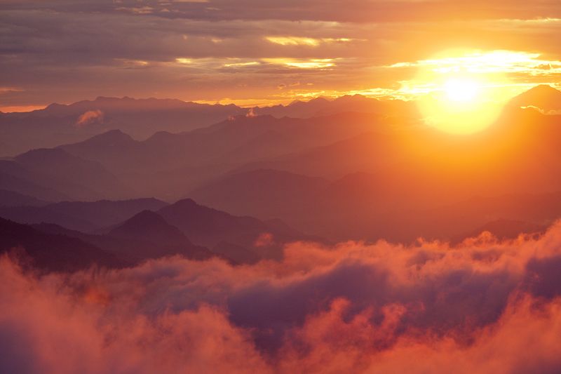himalaya, mountain, river, nature, stream, landscape, valley, water, rock, travel, cloud, sky, tree, india, range, sunrise, scenic, scenery, beautiful, view, stone, orange, natural, peak, beauty, wilderness, sunset, day, himalayan, trekking, summer, kashm Orange sunset above mountain in valley Himalayas mountainsphoto preview