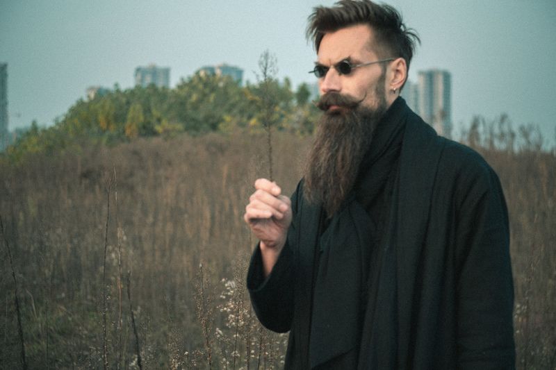 male portrait, black, beard, moustache, mood portrait, selfie Yinphoto preview