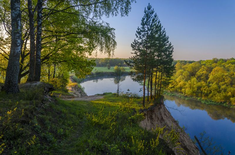 река утро пейзаж облака Утро на рекеphoto preview