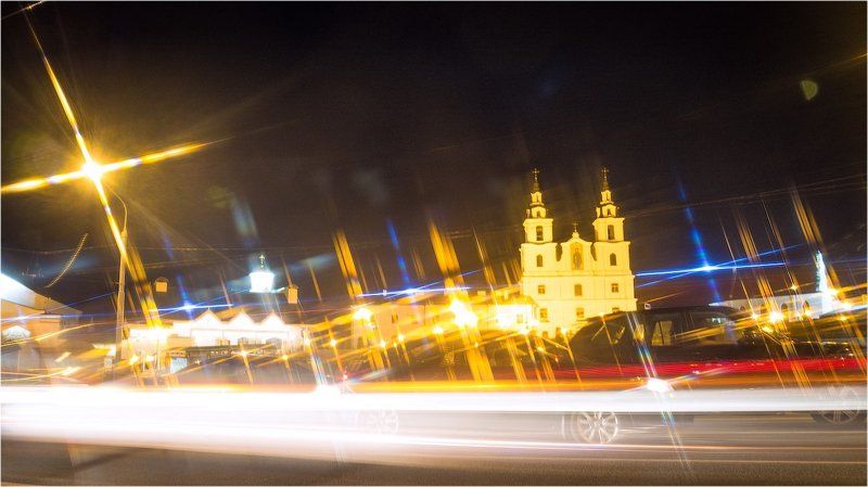 минск, лучи, вечер, лето, город, авто, собор, пощадь, ратуша, немига, беларусь,  в лучах photo preview
