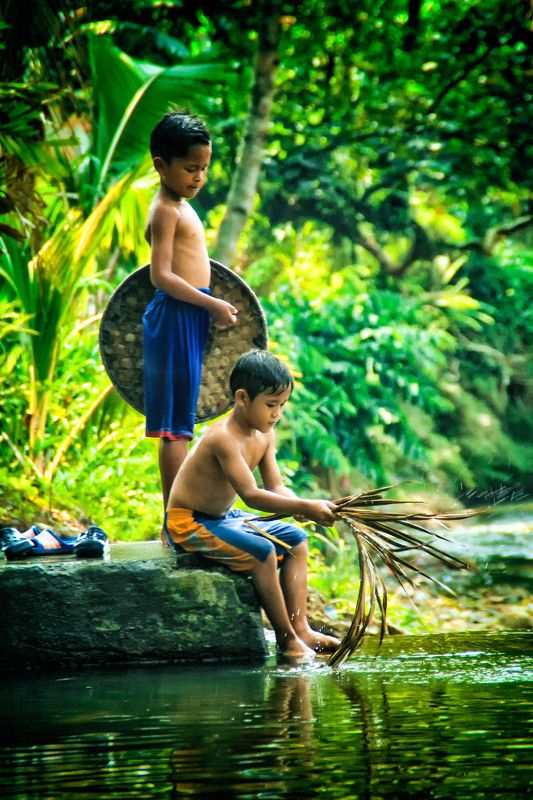children Playing on the riverphoto preview