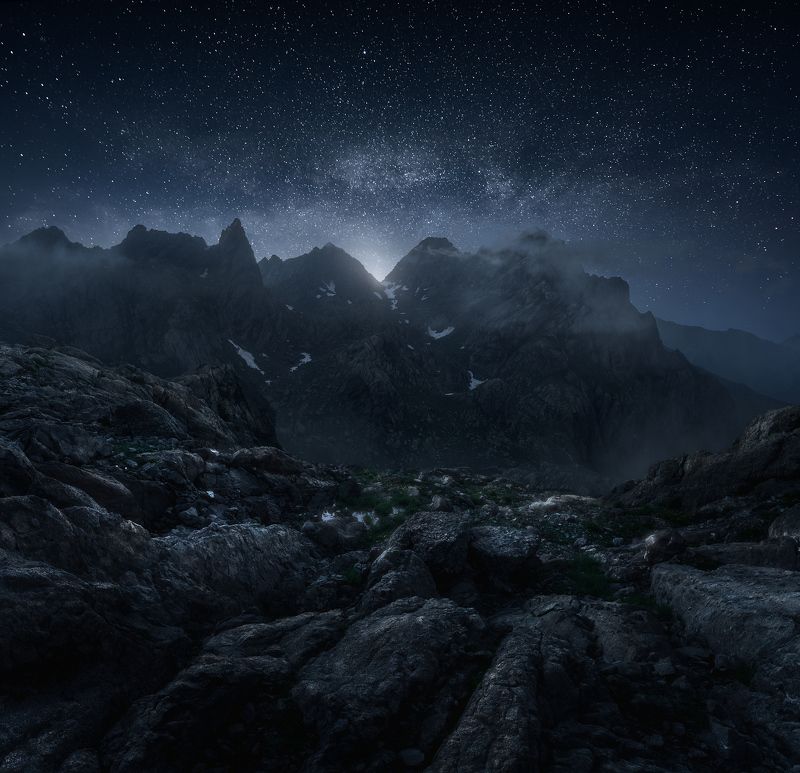 грузия, озеро, горы, оходже, тобаварчхили, кавказ Ночь на озере Оходжеphoto preview