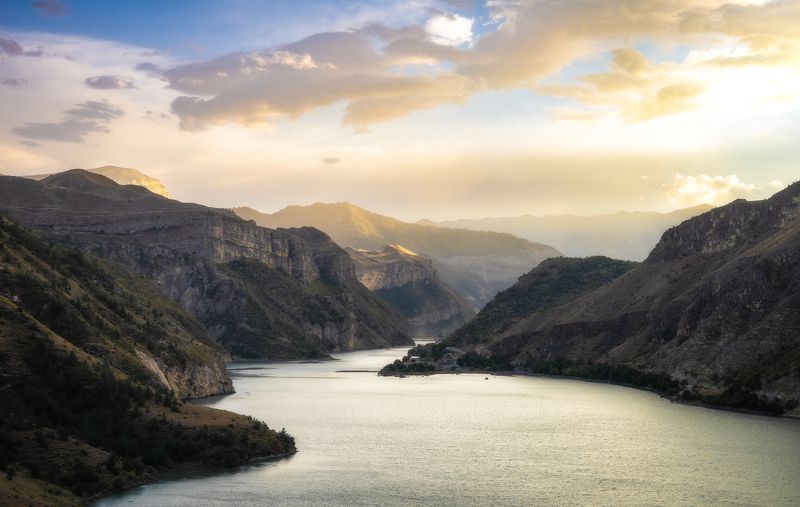 Закат на Аварском Койсу. Дагестан. photo preview