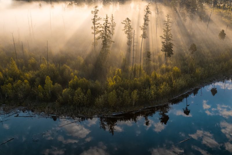 Туманный рассвет на Богучанском водохранилищеphoto preview