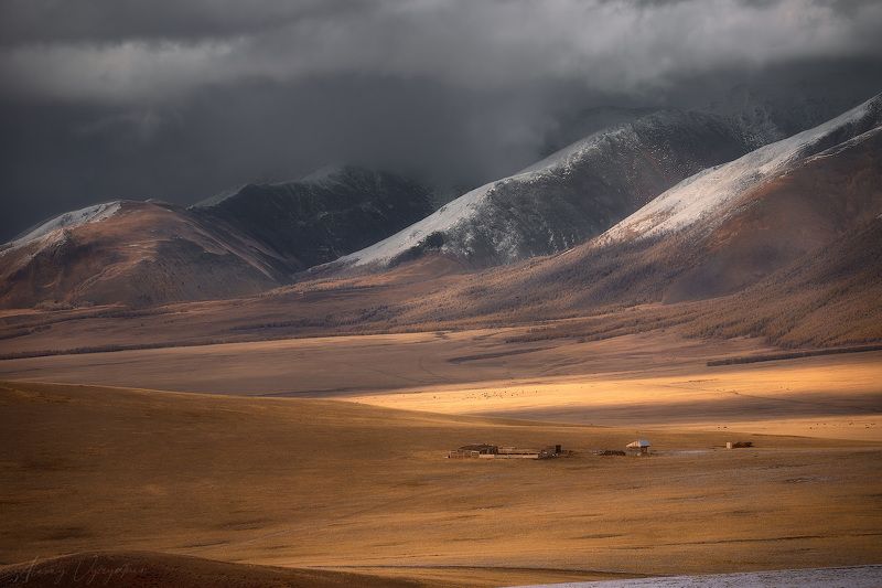 altay, autumn, october, cold, topview, aerial, landscape Одиночествоphoto preview