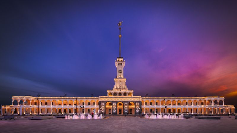 городскойпейзаж, речнойвокзал, москва, закат, вечер Вечерняя прогулка по Москве. Речной вокзалphoto preview
