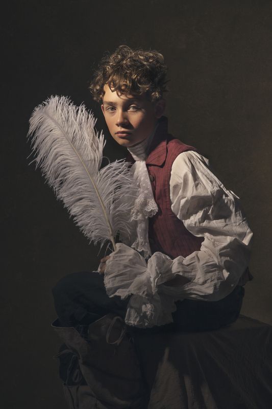 boy, renaissance, caravaggio, white feather Timotejphoto preview