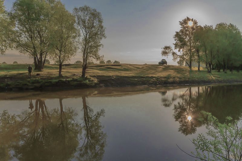 пейзаж ,лето ,птицы ,утро Утро на рыбалке.photo preview