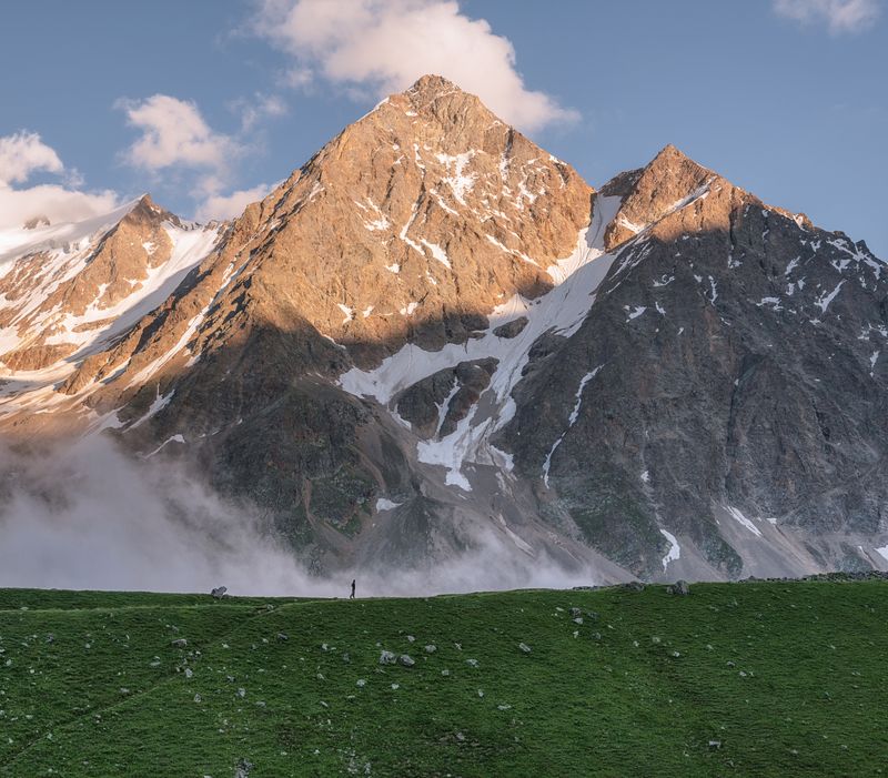 центральный кавказ, кабардино-балкария, безенги, дыхтау, вечер, июль Дыхтауphoto preview