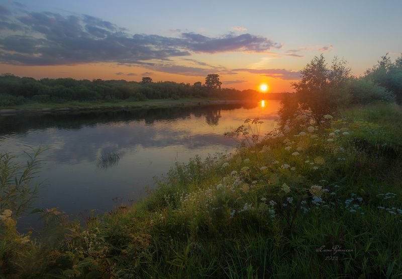 кологрив, костромскаяобласть, пейзаж,вечер, унжа, река, берег, костромская область Закат на Унжеphoto preview
