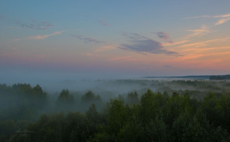 кологрив, костромская область, туман, рассвет, утро, лес, небо Мистика тумановphoto preview