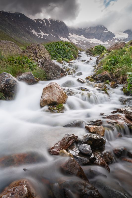 облака, горы, равнина, осетия, холм, пейзаж, природа, clouds, mountains, ossetia, landscape, forest, nature, river, long exposure, длинная выдержка Калотикауский суар.photo preview