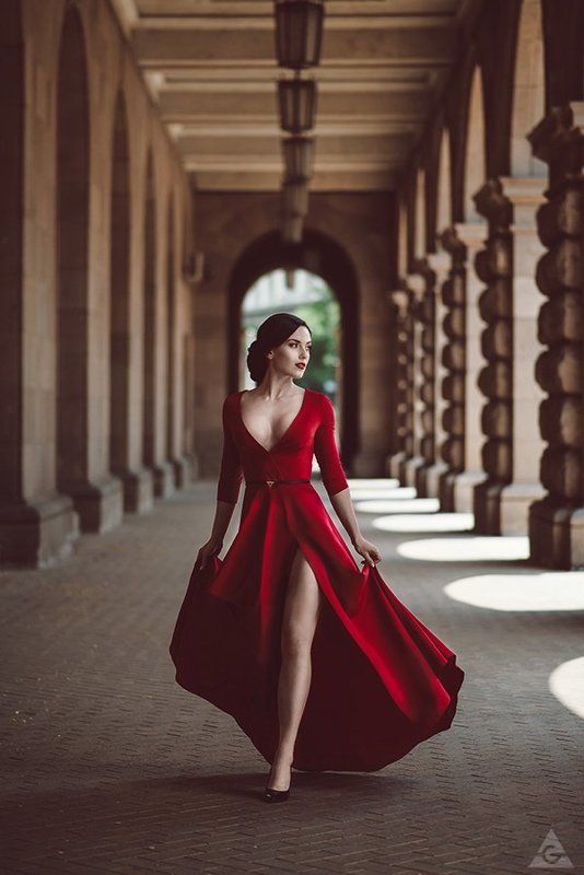 red, lady, beauty, dress Lady in redphoto preview