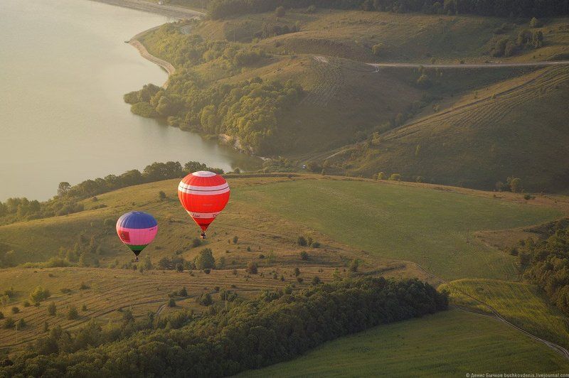 рассвет, природа, полет, воздушный шар, путешествие ***photo preview