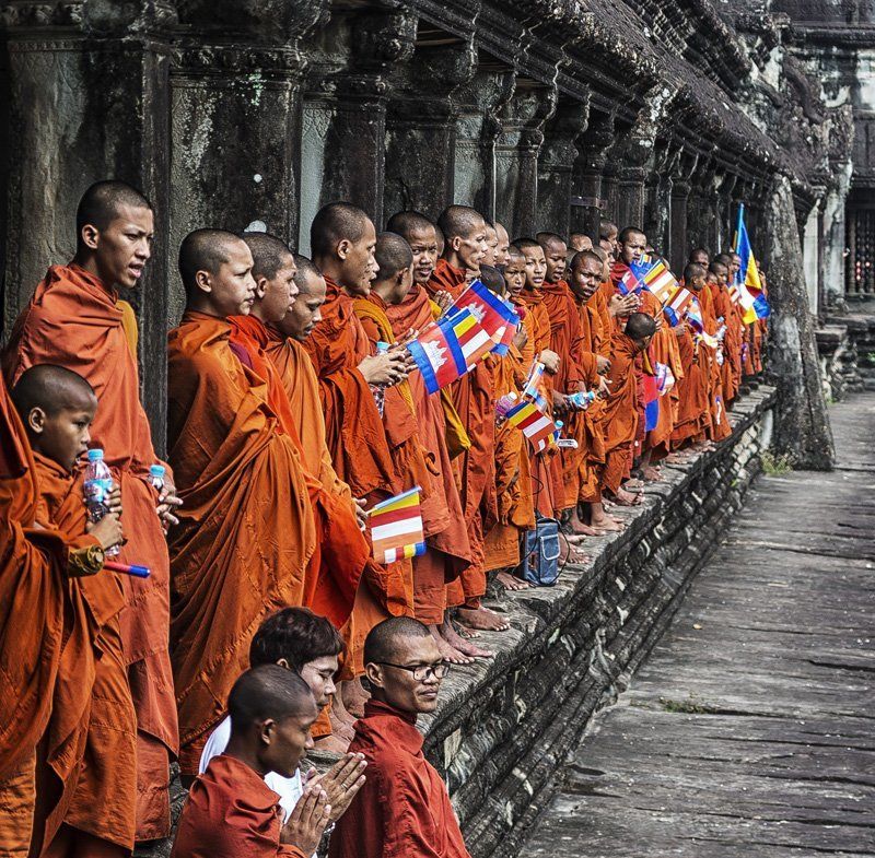 cambodia angkor travel monks buddhist  Contrast photo preview